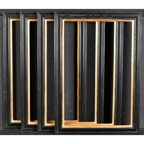 278 - Alexander G Ley & Son. A Set of Four Black Painted Frames, with gilt inner edge, rebate 17.25