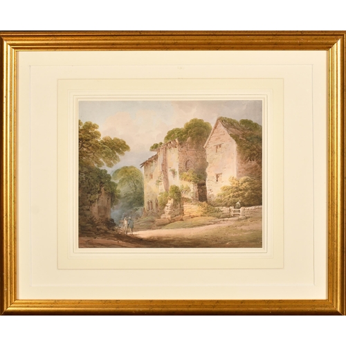 33 - Francis Nicholson (1753-1844) British. Village Scene with Figures, Watercolour, 9.25