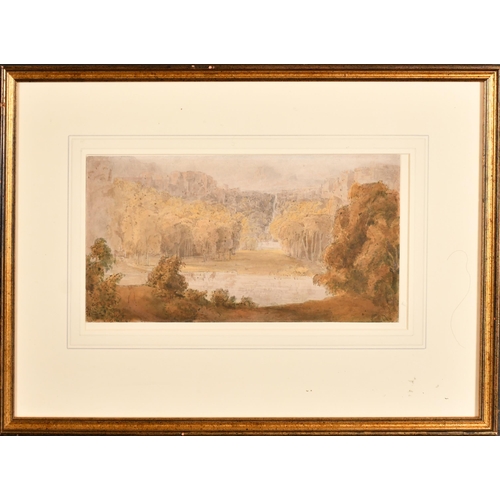 34 - George Barret (1767-1842) British. An Extensive River Landscape, Watercolour, Inscribed verso, 6.25