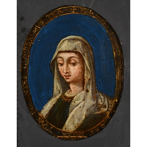 48 - 17th Century Italian School. Bust Portrait of a Lady, Oil on Copper, Oval, 4