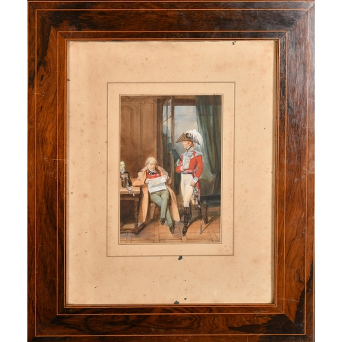 73 - Adolphe Jean-Baptiste Bayot (1810-1866) French. A Tea Party, Watercolour, Signed, 8.5