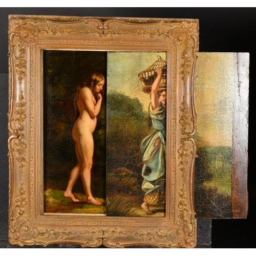 76 - Circle of William Etty (1787-1849) British. A Standing Female Nude, Oil on panel, 18.5