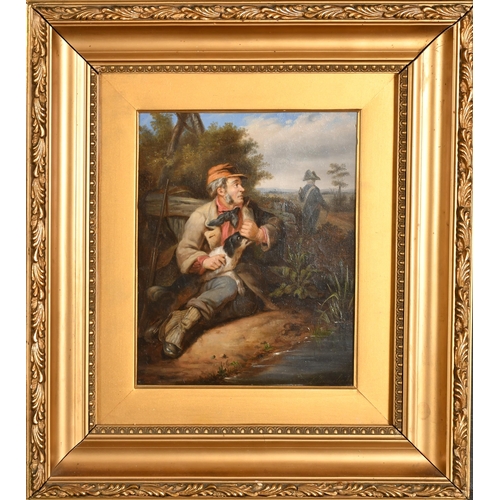 98 - Johann Beugelinck (1811-1845) European. The Poacher, Oil on canvas, Signed and indistinctly dated, 1... 