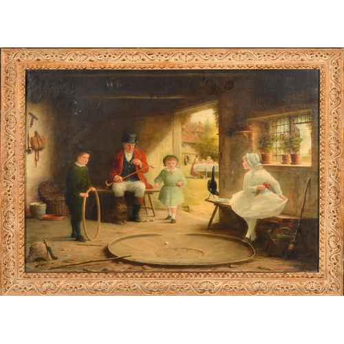 100 - Frederick Daniel Hardy (1826-1911) British. Children Playing in an Interior, Oil on canvas, Signed a... 