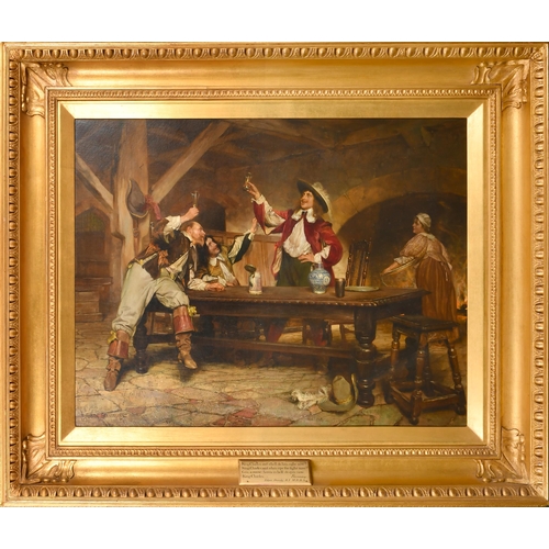 106 - Edgar Bundy (1862-1922) British. A Cavalier Toast, Oil on canvas, Signed and dated 1892, and signed ... 