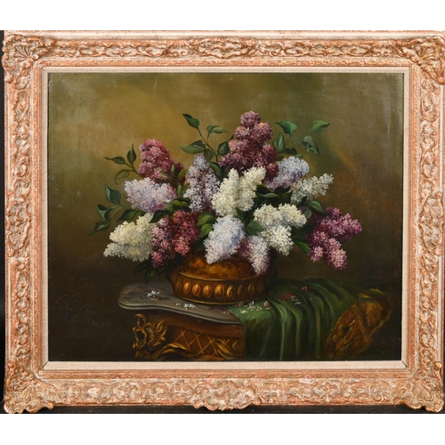 107 - P. Le Bois (19th-20th Century) French. Still Life of Flowers in a Bowl, Oil on canvas, Signed, 18