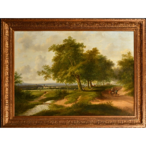 110 - Jan Evert Morel (1835-1905) Dutch. Figures in a Wooded River Landscape, Oil on canvas, Signed and da... 