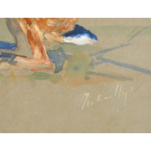 130 - Michael Lyne (1912-1989) British. A Hare, Watercolour and gouache, Signed, 9.5