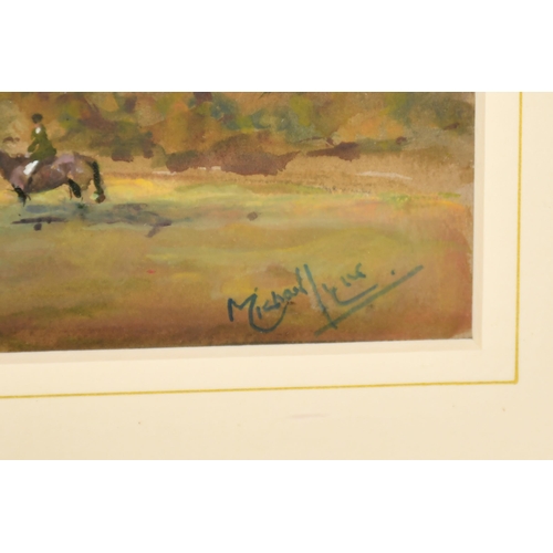 131 - Michael Lyne (1912-1989) British. The Hunt Meeting, Watercolour and gouache, Signed, 8.25