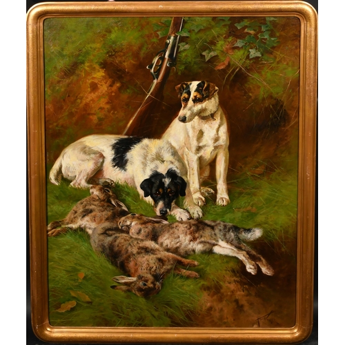 133 - Arthur Wardle (1864-1949) British. Gun Dogs with Dead Game, Oil on canvas, Signed, 40