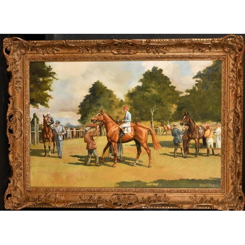 136 - Wilfred Bailey (act.1900-1954) British. The Paddock, Oil on canvas, Signed, 20