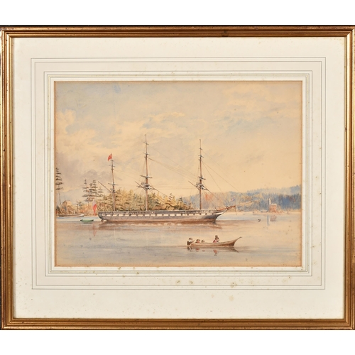 153 - George Keating (1762-1842) British. HMS Sutty near Vancouver Island, Watercolour, Inscribed on label... 