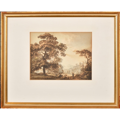 18 - Paul Sandby (1731-1809) British. Figures in a Landscape, Watercolour, 6.35