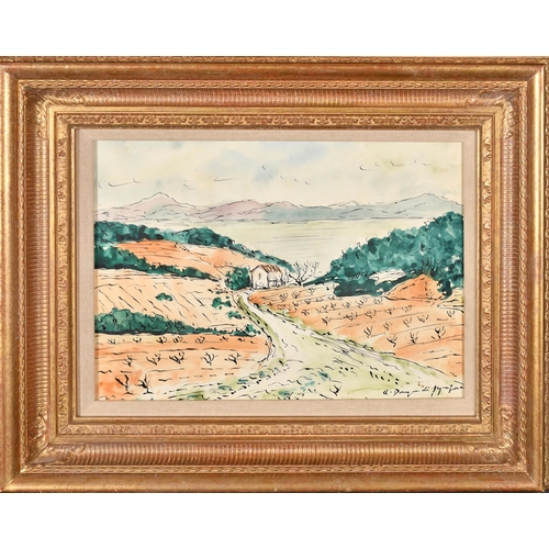 195 - Andre Albert Marie Dunnoyer de Segonzac (1884-1974) French. A French Landscape, Watercolour and ink,... 