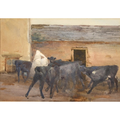 197 - Early 20th Century English School. Feeding Time, Watercolour, 6.25