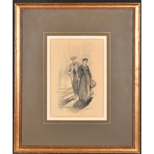 201 - Claude Allin Shepperson (1867-1921) British. 'The Couple', Pencil and ink, Signed and dated '06, 10.... 