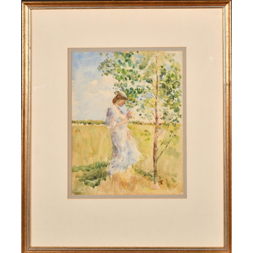 205 - Margaret Fisher Prout (1875-1963) British. Collecting Flowers, Watercolour, Signed, 11.25