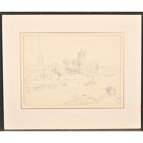 22 - Hugh Grecian Williams (1773-1829) British. 'View at Worcester of Cathedral under Repair', Pencil, La... 