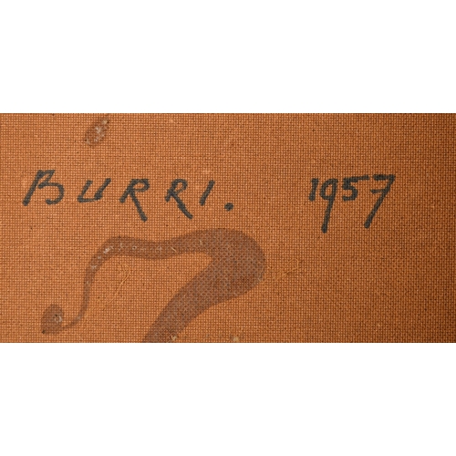 227 - Attributed to Alberto Burri (1915-1995) Italian. Untitled, Mixed media and collage, Inscribed and da... 