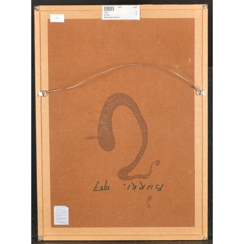 227 - Attributed to Alberto Burri (1915-1995) Italian. Untitled, Mixed media and collage, Inscribed and da... 