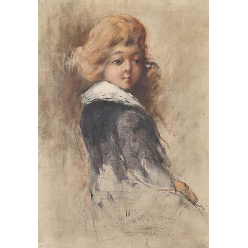 231 - 20th Century French School. Study of a Young Girl, Oil sketch on canvas, 21.5