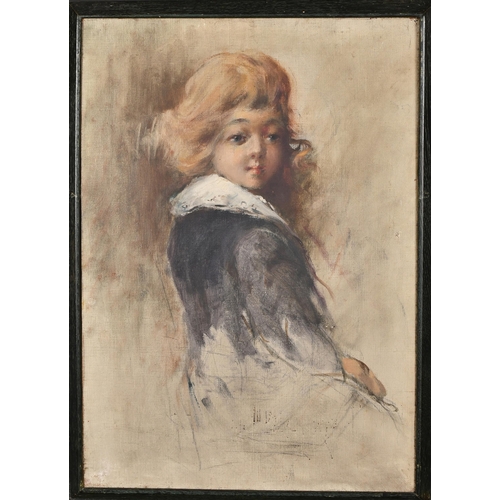 231 - 20th Century French School. Study of a Young Girl, Oil sketch on canvas, 21.5