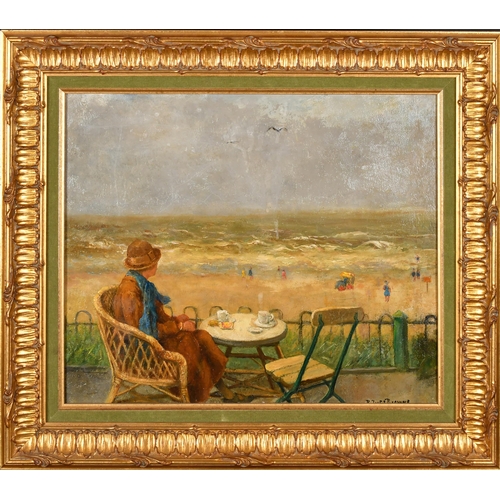 234 - Robert Ives Browne (1866-1956) Dutch. Tea by the Sea, Oil on canvas, Signed, 14