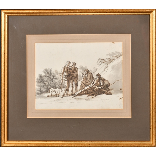 25 - Thomas Barker of Bath (1769-1847) British. 'Roman Shepherds', Ink and wash, Inscribed on a label ver... 