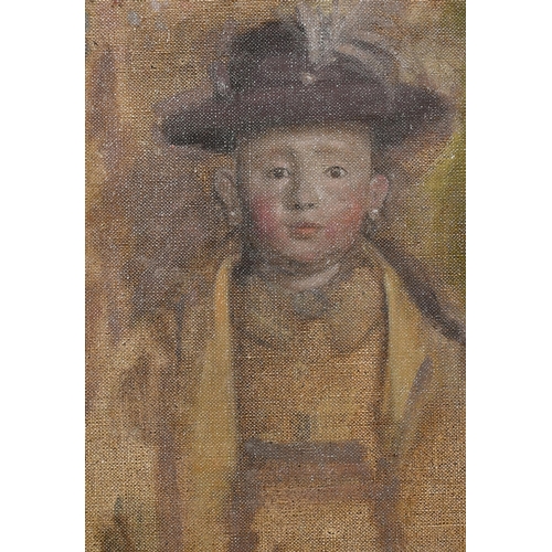 250 - 20th Century English School. Bust Portrait of a Child, Oil sketch on canvas laid down, 9