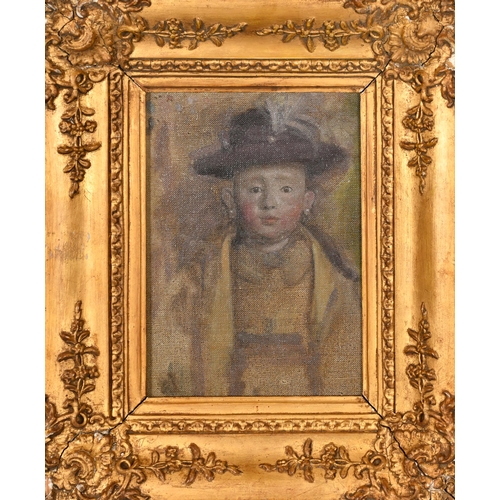 250 - 20th Century English School. Bust Portrait of a Child, Oil sketch on canvas laid down, 9