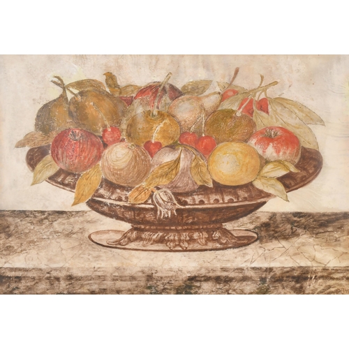 27 - 18th Century European School. Still Life of Fruit in a Bowl, Watercolour on vellum, 12.25