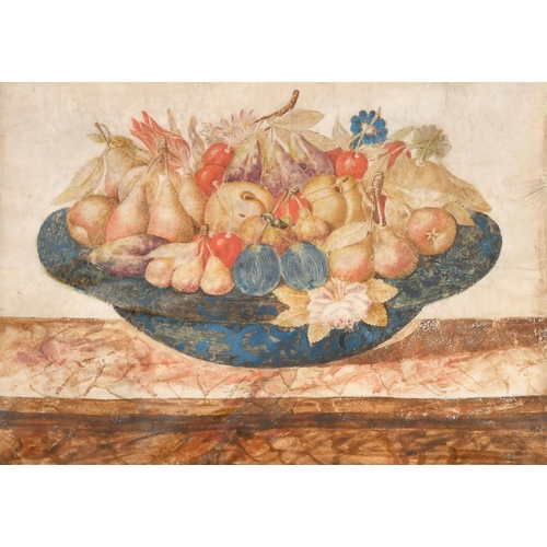 27 - 18th Century European School. Still Life of Fruit in a Bowl, Watercolour on vellum, 12.25