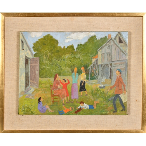 274 - Gregoire Michonze (1902-1982) Russian/French. Figures by Farm Buildings, Oil on canvas, Signed and d... 