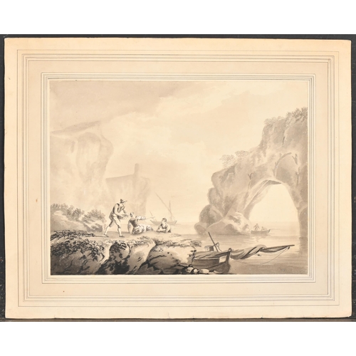 28 - Circle of Carle Vernet (1758-1836) French. Figures in a Mediterranean Coastal Scene, Watercolour and... 