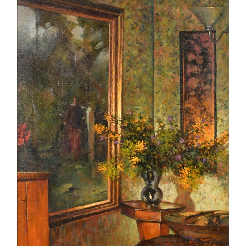 282 - Norman Teeling (1944-  ) Irish. The Drawing Room, Oil on canvas, Signed, 24