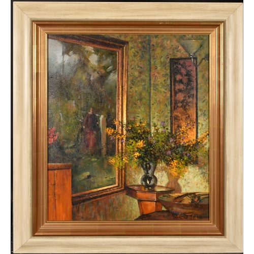 282 - Norman Teeling (1944-  ) Irish. The Drawing Room, Oil on canvas, Signed, 24