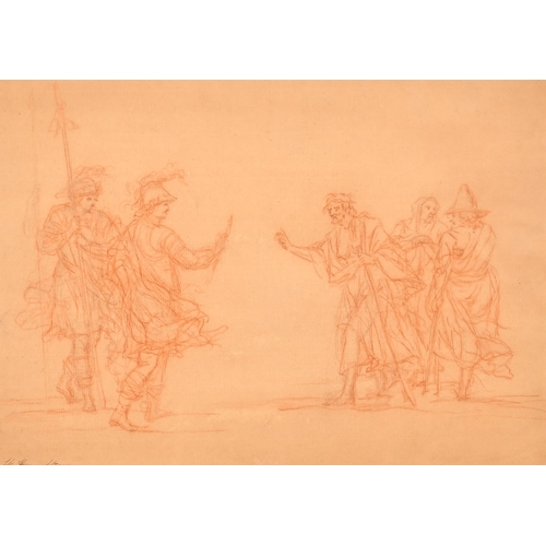 29 - William Osborne Hamilton (1751-1801) British. 'Macbeth and the Witches', Red crayon, Signed and insc... 