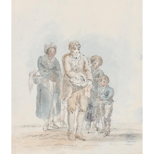 39 - Attributed to Anthony Devis (1729-1816) British. Study of Four Figures, Watercolour, Inscribed on a ... 