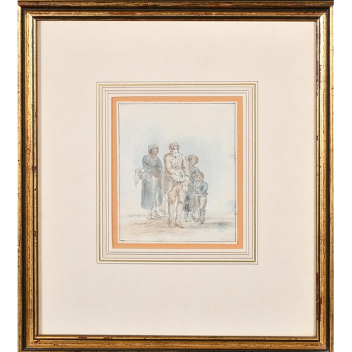 39 - Attributed to Anthony Devis (1729-1816) British. Study of Four Figures, Watercolour, Inscribed on a ... 