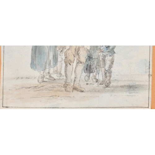 39 - Attributed to Anthony Devis (1729-1816) British. Study of Four Figures, Watercolour, Inscribed on a ... 