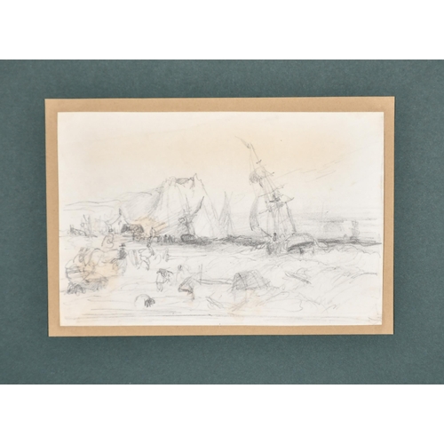 40 - Circle of Joseph Mallord William Turner (1775-1851) British. An Estuary Scene, Pencil, Unframed 3.75... 