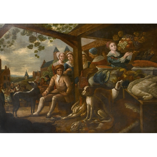 47 - 18th Century Dutch School. Figures in a Market Scene, Oil on canvas, 43