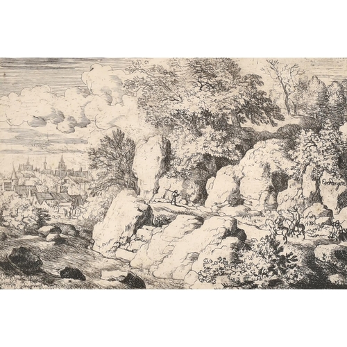 5 - Allart Van Everdingen (1621-1675) Dutch. Figures on a Rocky Path, Engraving, 3.75