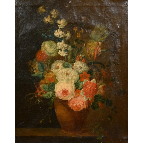 51 - Early 19th Century English School. A Still Life of Flowers in a Jug, Oil on canvas, Unframed 22