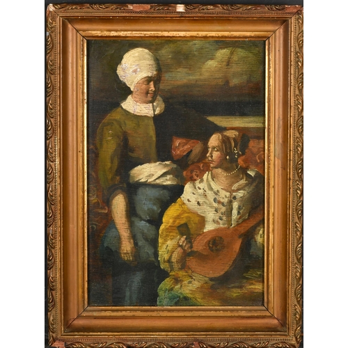 53 - 19th Century Dutch School. Figures in Discussion, Oil on panel, 12