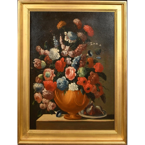 58 - 18th Century Italian School. Still Life of Flowers in an Urn, Oil on Canvas, 30