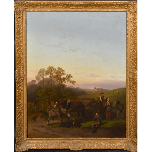 65 - Ferdinand Marohn (act.1839-1865) German. The Harvesters, Oil on canvas, Signed, 36