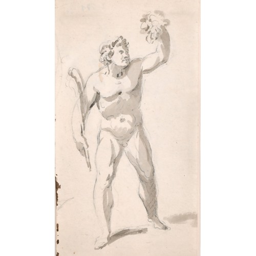 36 - Attributed to Jacques Callot (1592-1635) French. Study of a Satyr in Sculpture, Ink and Wash, 6.25” ... 