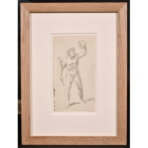 36 - Attributed to Jacques Callot (1592-1635) French. Study of a Satyr in Sculpture, Ink and Wash, 6.25” ... 