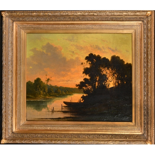 101 - R T Stuart (19th-20th Century) European. A River at Dusk, Oil on canvas, Signed, 21